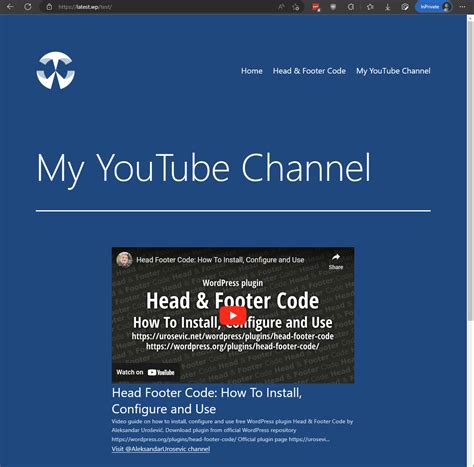 youtube channel widget for wordpress.